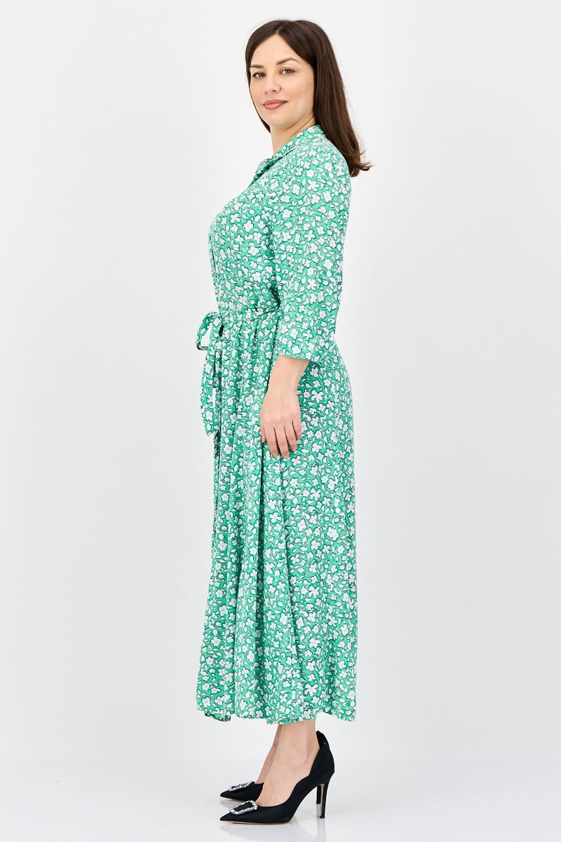 Tchibo Women Floral Print Shirt Dress, Multicolor - Image 3